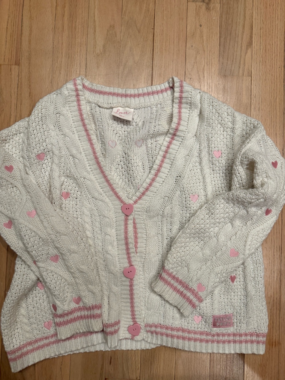 Taylor Swift Lover Cardigan with Pink Trim